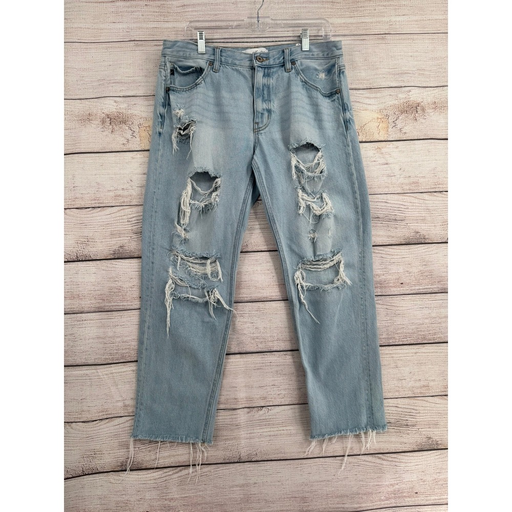KanCan Distressed Jeans Womens 13/30 Light Blue Raw Hem KC8644L